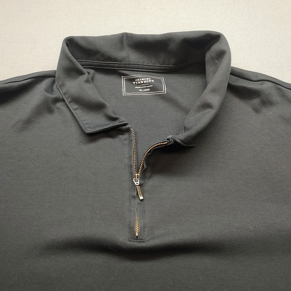 Charles Tyrwhitt Men's 3/4 Zip Black Pullover Short Sleeve Size 3XP